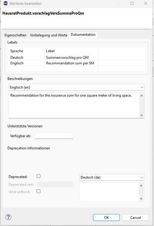 Englisches Label definieren