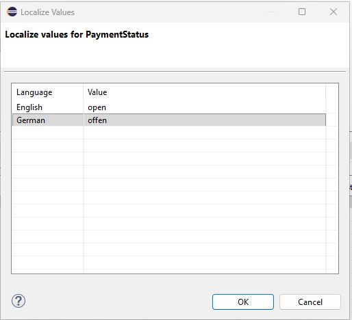 Dialog for editing multi-language enum values