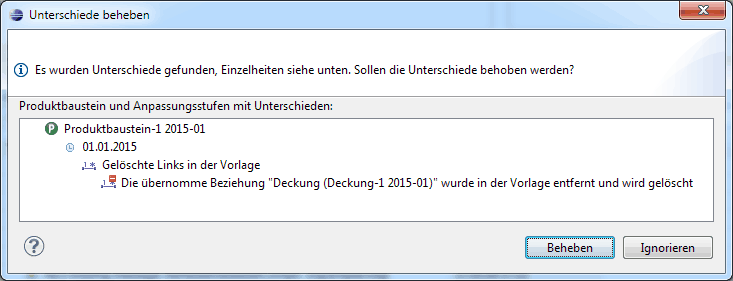 Unterschiede beheben Dialog