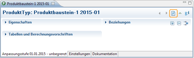 Button zum Öffnen der Vorlage