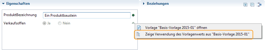 Zeige Verwendung Kontextmenü