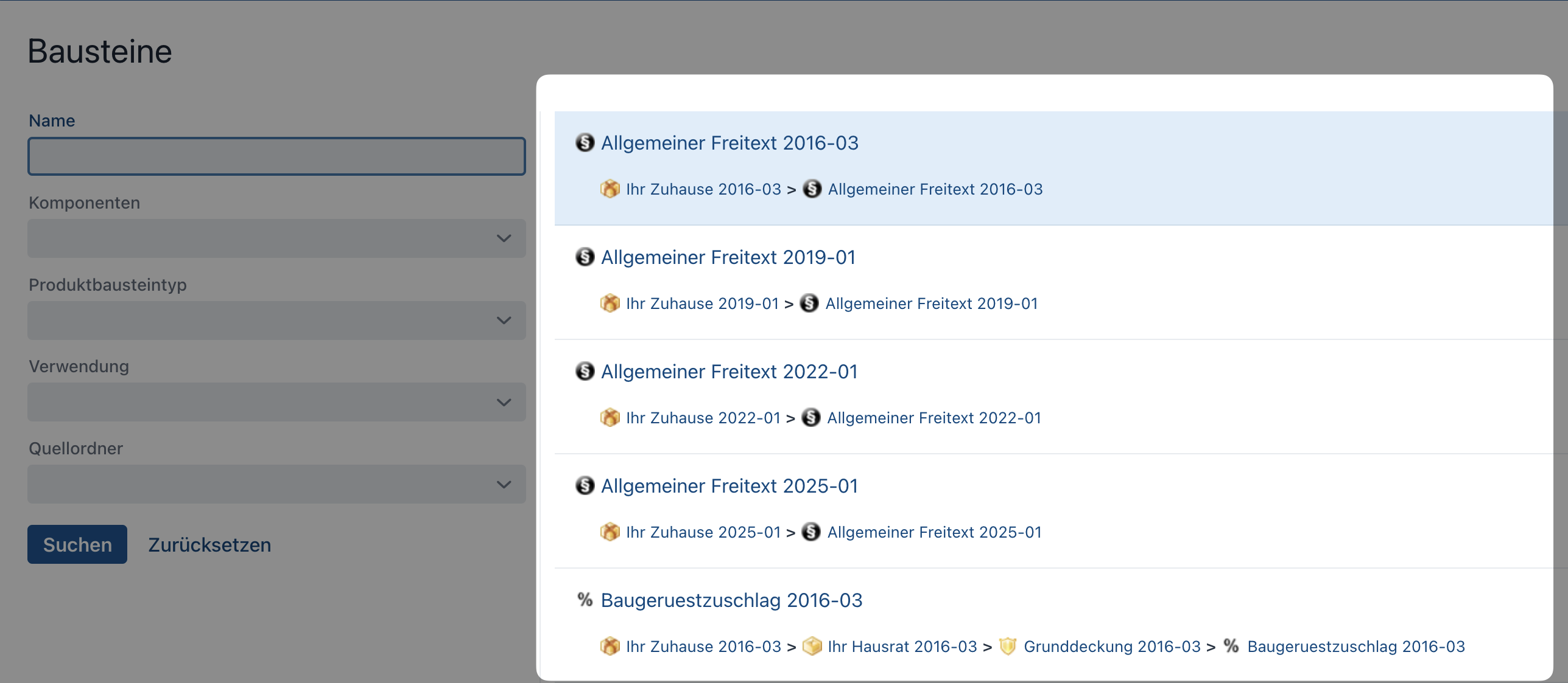suche ergebnisse