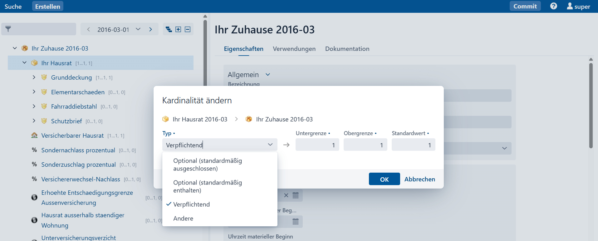 kardinalitaet aendern