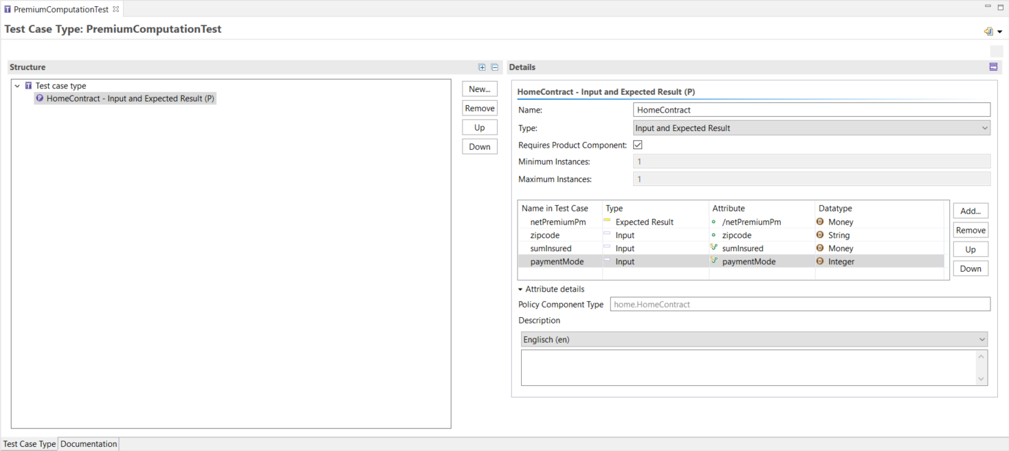 test case editor with attributes