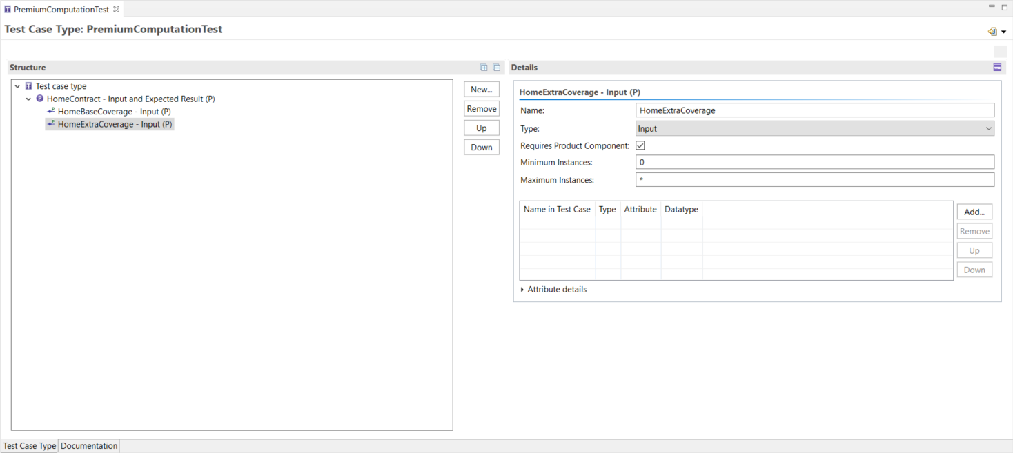 test case editor with relationships