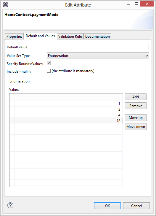 en109define values for attribute